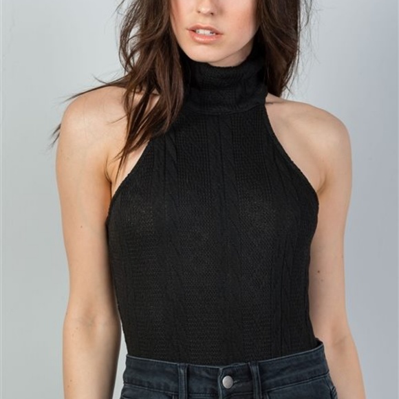 RESTOCKED! NAOMI CABLE KNIT SWEATER BODYSUIT black - Picture 5 of 8